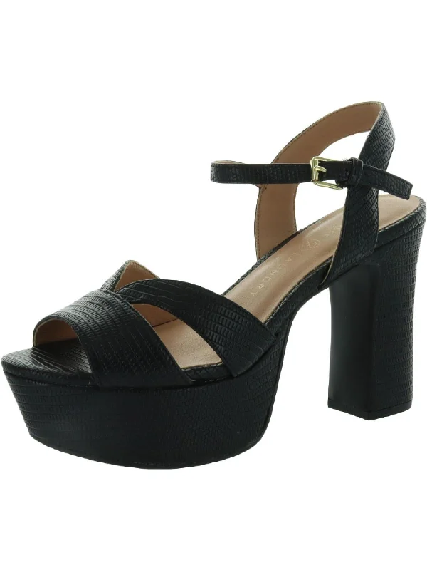 Women's satin - lined stiletto heel pumps for extra comfortDaydreamer Womens Embossed Faux Leather Platform Heels