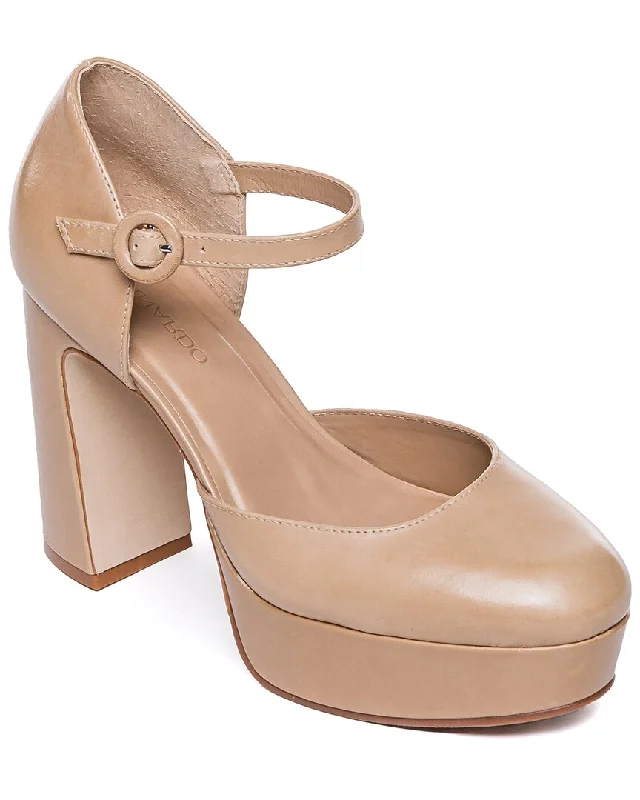 Women's lace - trimmed stiletto heel pumps with a scalloped edgeBernardo Valencia Leather Pump