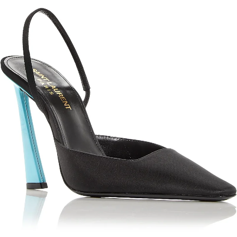 Women's wedding stiletto heel pumps with a pearl - encrusted strapWomens Round Toe Slip On Slingback Heels