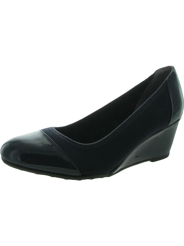 Women's evening gala stiletto heel pumps in a long - lasting colorJuliana Womens Patent Toe Cap Wedge Heels