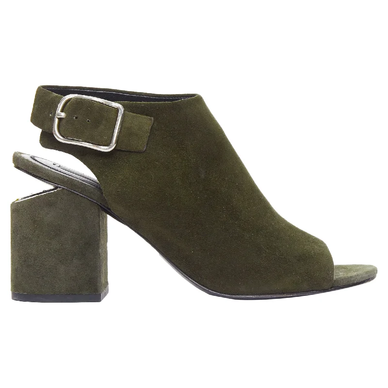 Women's arch - support stiletto heel pumps for better comfortAlexander Wang Nadia green silver cut-out open-toe heels