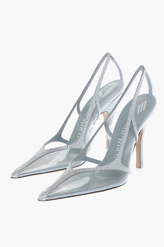 Women's faux suede stiletto heel pumps for a budget - friendly optionThe Attico Rhinestoned Venus Chrome Pvc Pumps 11Cm