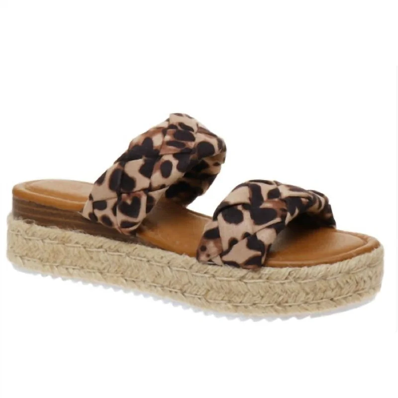 Women's bronze stiletto heel pumps for a warm and metallic lookWomen's Braided Platform Sandals In Leopard
