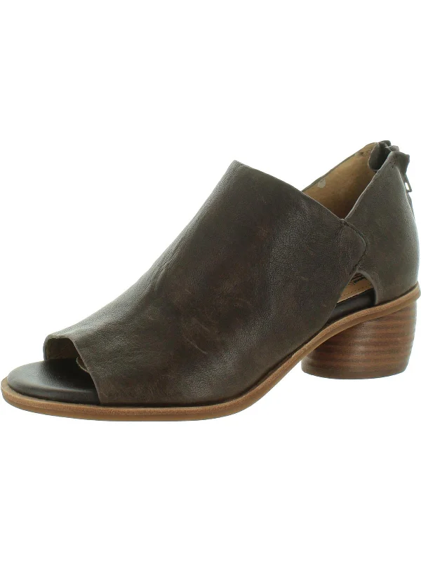 Women's wide - width stiletto heel pumps for a comfortable fitWomens Leather Open Toe Block Heels