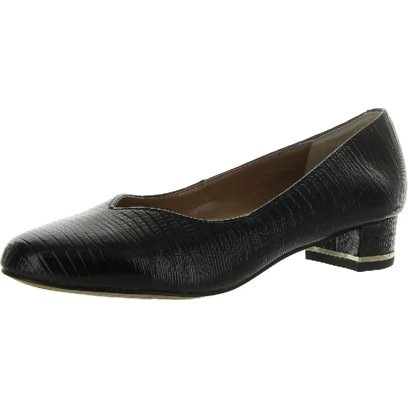 Women's metallic leather stiletto heel pumps with a reflective surfaceWomens Patent Slip On Pumps