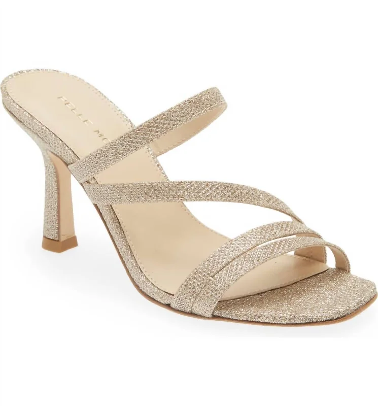 Women's strappy open - toe stiletto heel pumps with rhinestonesOstin Heel In Gold