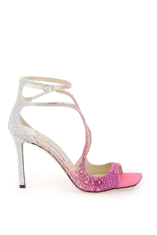 Women's wedding stiletto heel pumps with a pearl - encrusted strapJimmy Choo Azia 95 Pumps With Crystals