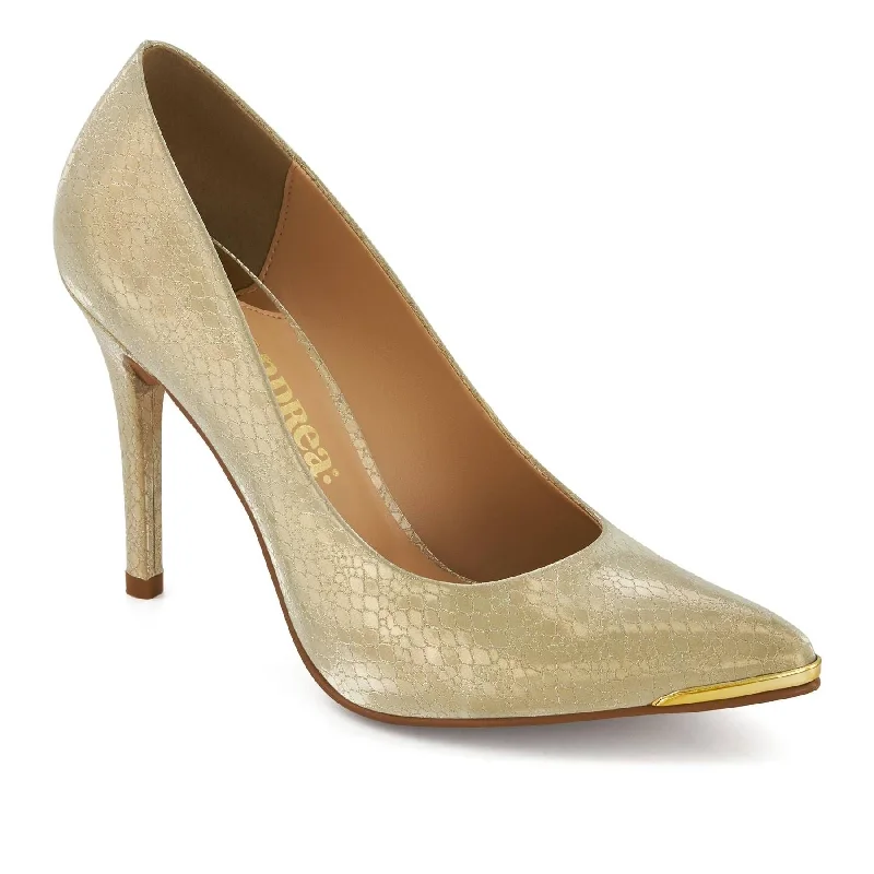 Women's business meeting stiletto heel pumps with a professional lookAndrea Classic High Heels With Metallic Gold Detail