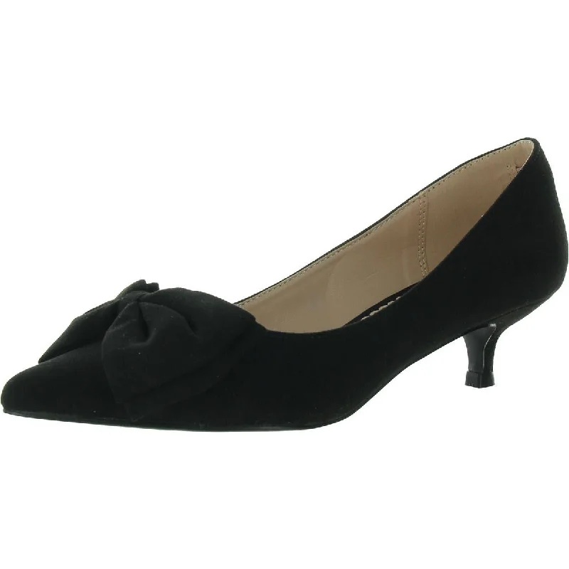 Women's cocktail party stiletto heel pumps with a unique patternWomens Faux Suede Slip On Kitten Heels