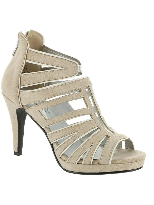 Women's genuine leather stiletto heel pumps with a soft finishGigi Womens Microsuede Illusion Dress Sandals