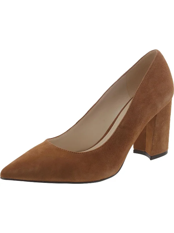 Women's stretchy stiletto heel pumps for easy on and offCara 3 Womens Faux Suede Pointed Toe Dress Heels
