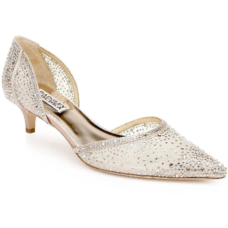 Women's strappy open - toe stiletto heel pumps with rhinestonesMadelyn Womens Slip On Dressy Kitten Heels