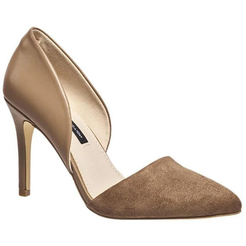 Women's business meeting stiletto heel pumps with a professional lookWomens Vegan Leather/Suede Pointed Toe D'Orsay Heels