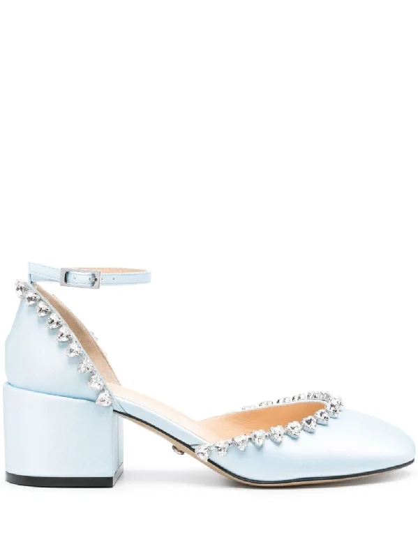 Women's platform stiletto heel pumps with a chunky soleMach & Mach Pre Women's With Heel Clear blue