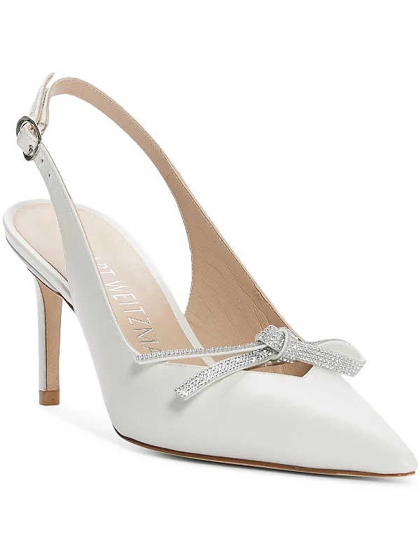 Women's red - carpet stiletto heel pumps for a glamorous eventSW Bow 75 Slingback Womens Leather Pointed Toe Slingback Heels