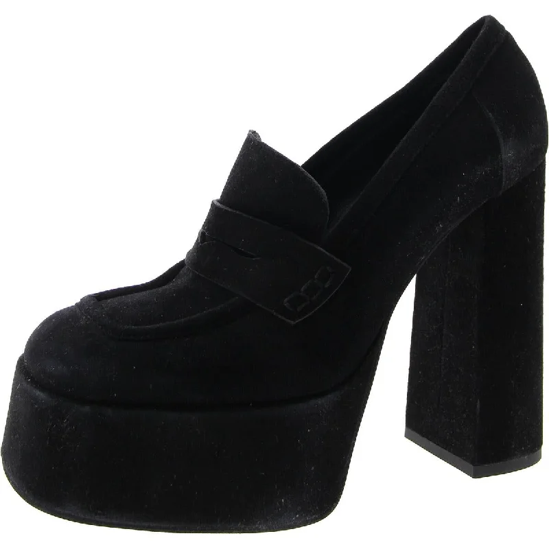 Women's charcoal gray stiletto heel pumps for a neutral yet stylish optionParis Womens Platform Suede Loafer Heels