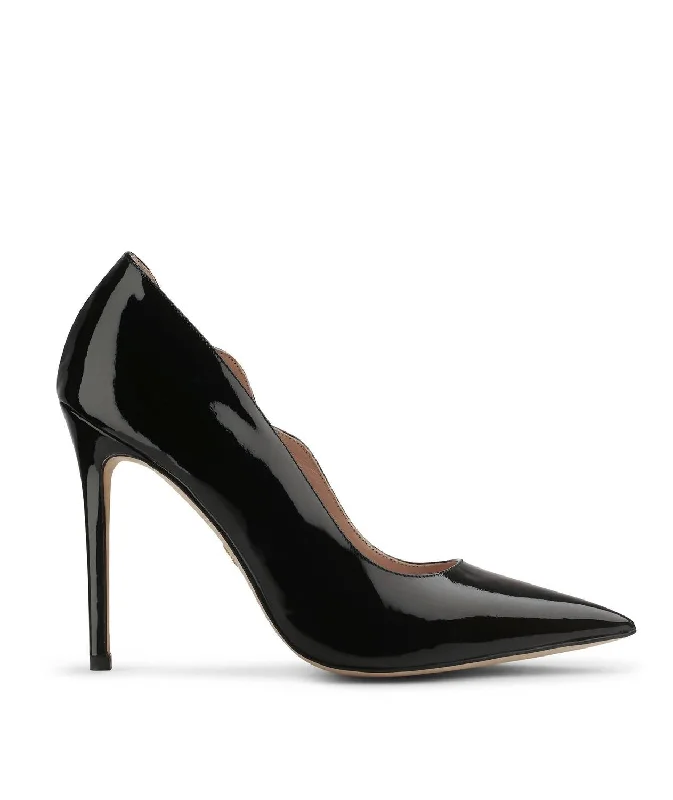 Women's metallic leather stiletto heel pumps with a reflective surfaceWomen's Grace Stiletto Heel Pumps In Black
