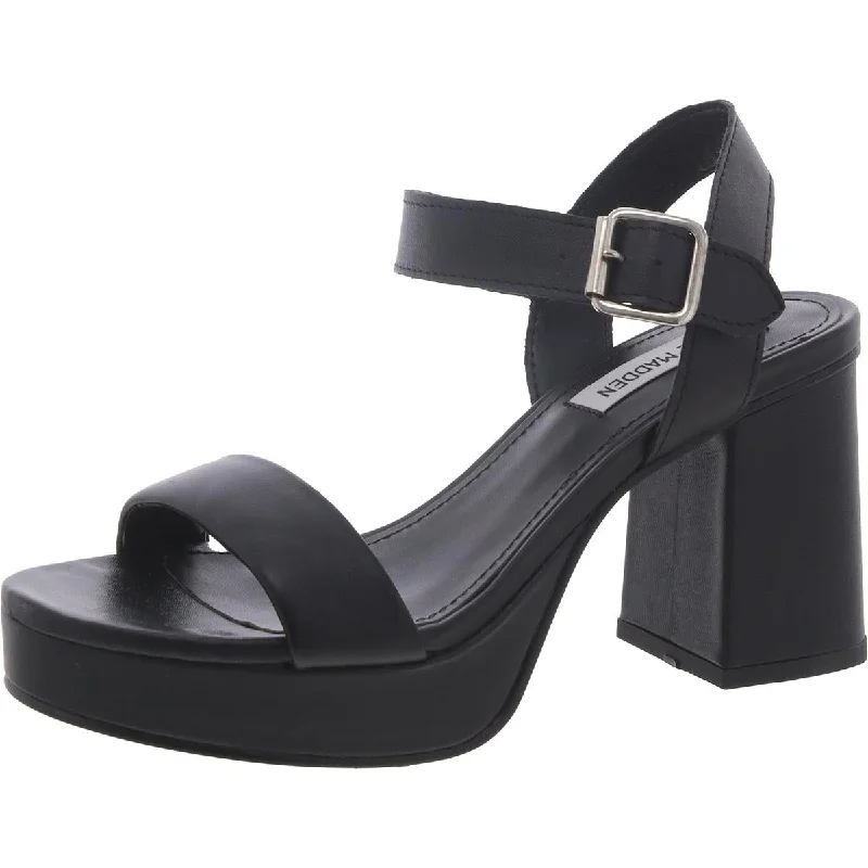Women's mule - style stiletto heel pumps with a bow accentWomens Faux Leather Block Heel Platform Heels