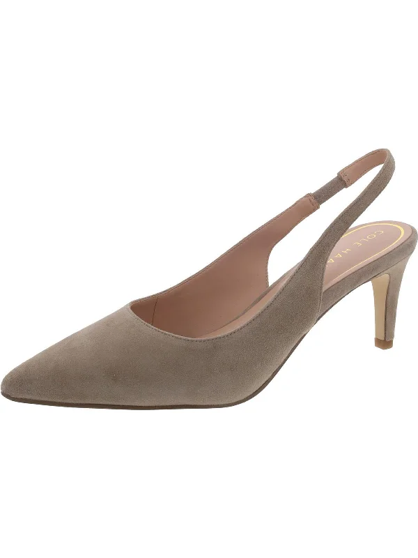 Women's ankle - strap stiletto heel pumps with a cut - out detailVandam Womens Suede Slingback Heels