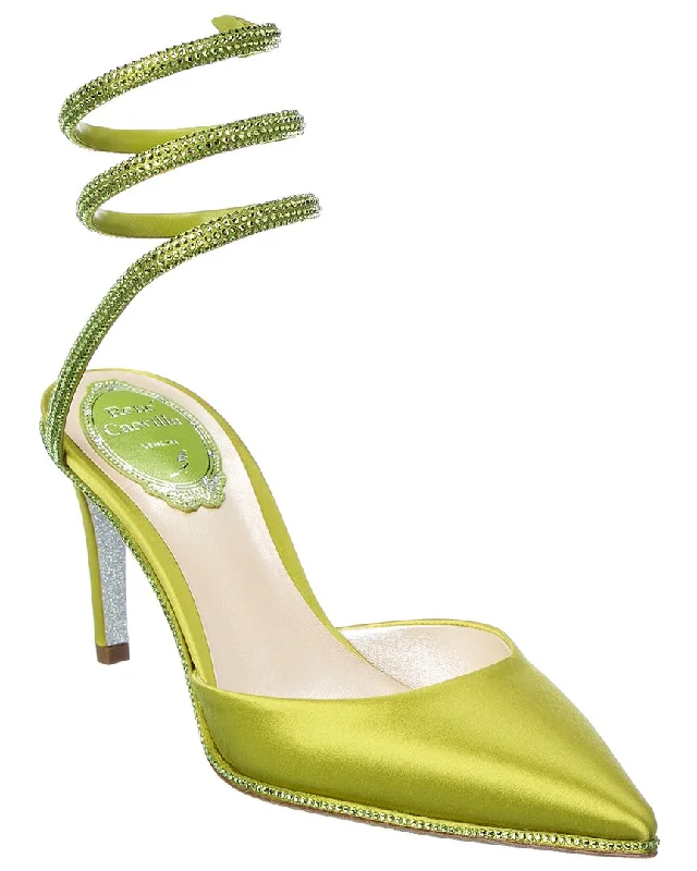 Women's peach stiletto heel pumps for a soft and feminine appealRené Caovilla Cleo Satin Pump