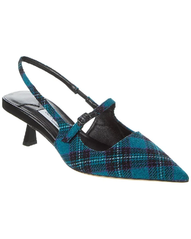 Women's royal blue stiletto heel pumps for a formal eventJimmy Choo Didi 45 Tartan Slingback Pump