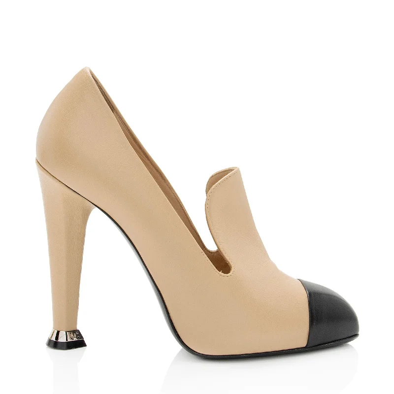 Women's lavender stiletto heel pumps for a delicate styleChanel Lambskin CC Cap Toe Pumps