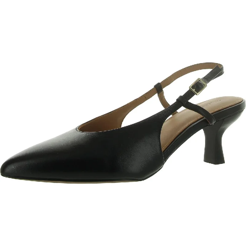 Women's holiday party stiletto heel pumps with a festive touchDEBBIE SLINGBACK Womens Leather Pointed toe Slingback Heels