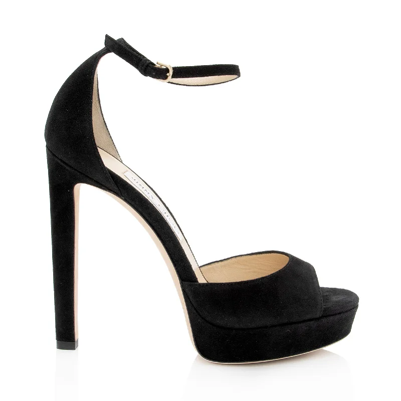 Women's prom stiletto heel pumps in a shimmery fabricJimmy Choo Suede Max 150 Platform Sandals