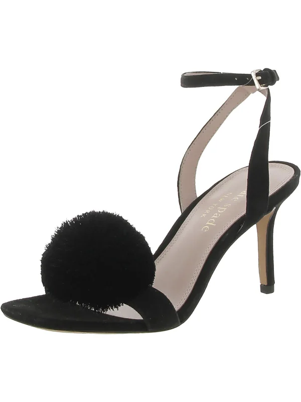 Women's bronze stiletto heel pumps for a warm and metallic lookAmour Pom Sandal Womens Suede Ankle Strap Pumps