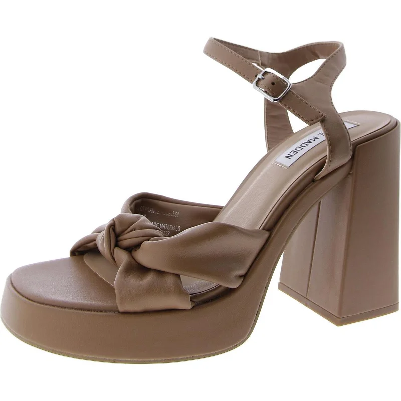 Women's platform stiletto heel pumps with a chunky soleAcceptance Womens Faux Leather Ankle Strap Platform Heels