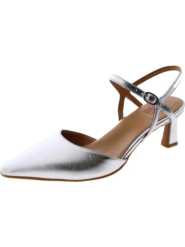 Women's satin - lined stiletto heel pumps for extra comfortTara Womens Faux Leather Ankle Strap Slingback Heels