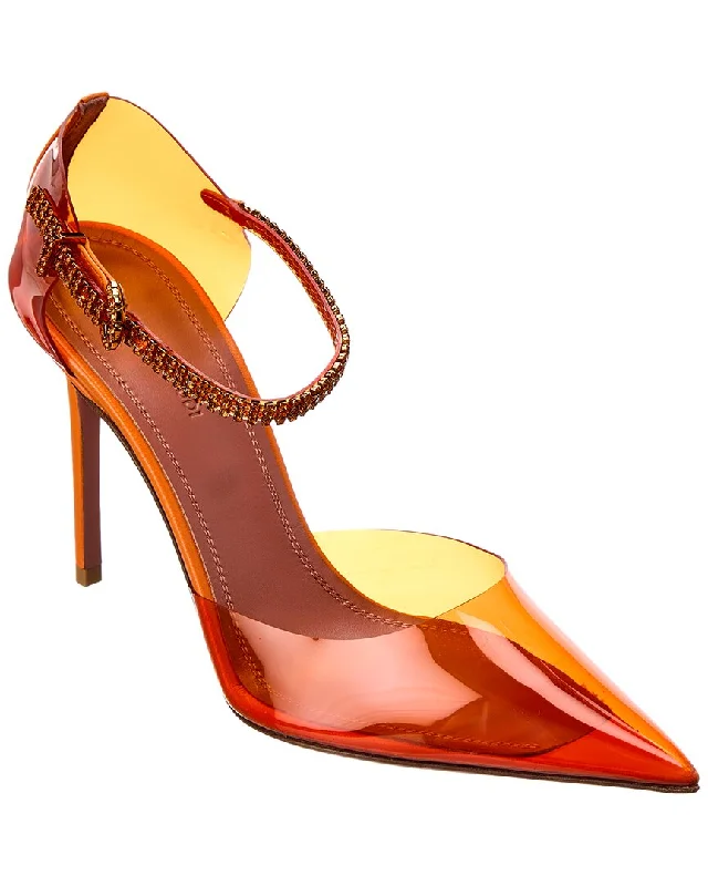 Women's cocktail party stiletto heel pumps with a unique patternAMINA MUADDI Ursina Vinyl & Leather Pump