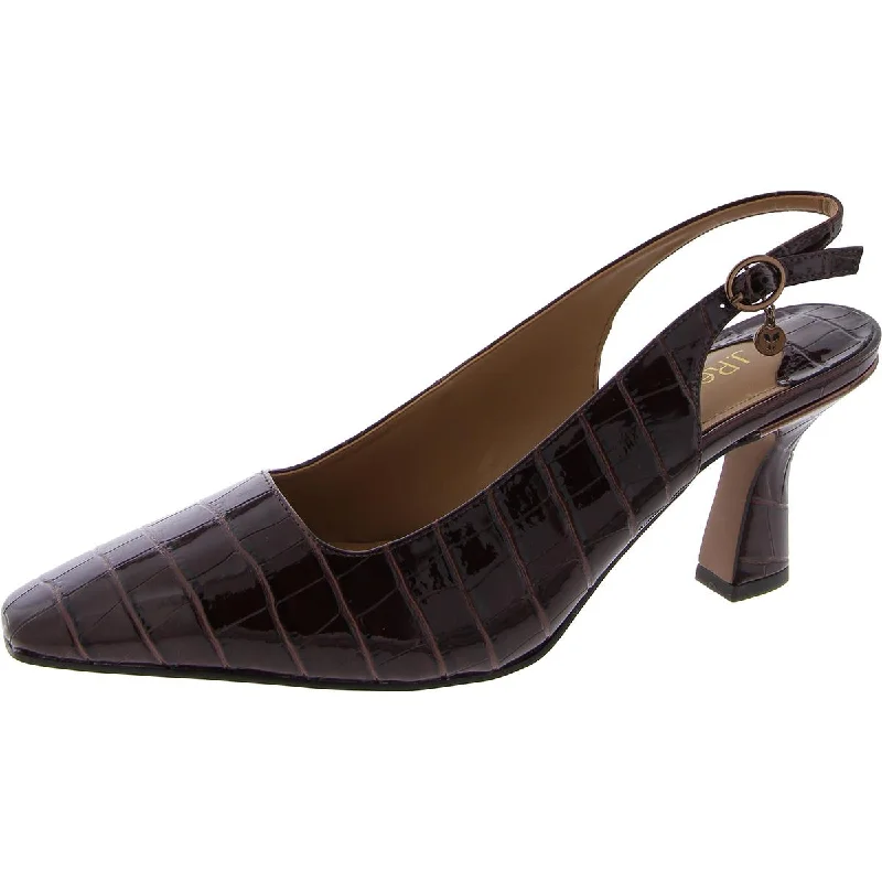 Women's party stiletto heel pumps with a glittery finishWomens Faux Leather Square Toe Pumps
