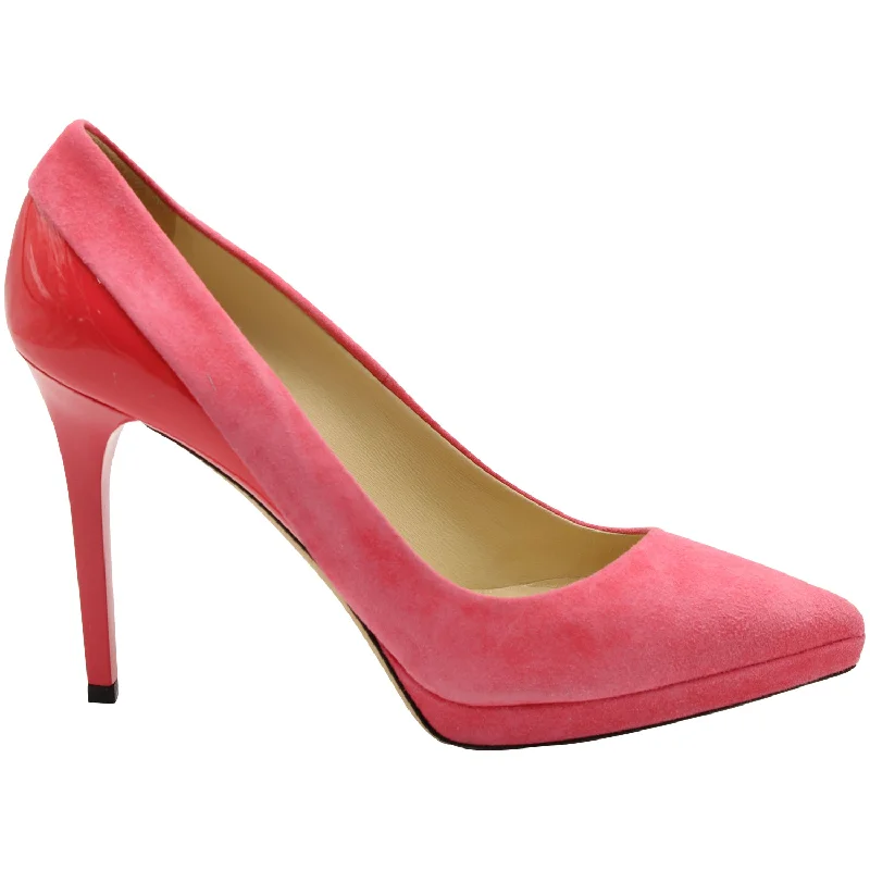 Women's party stiletto heel pumps with a glittery finishJimmy Choo Point-Toe Pumps in Pink Suede