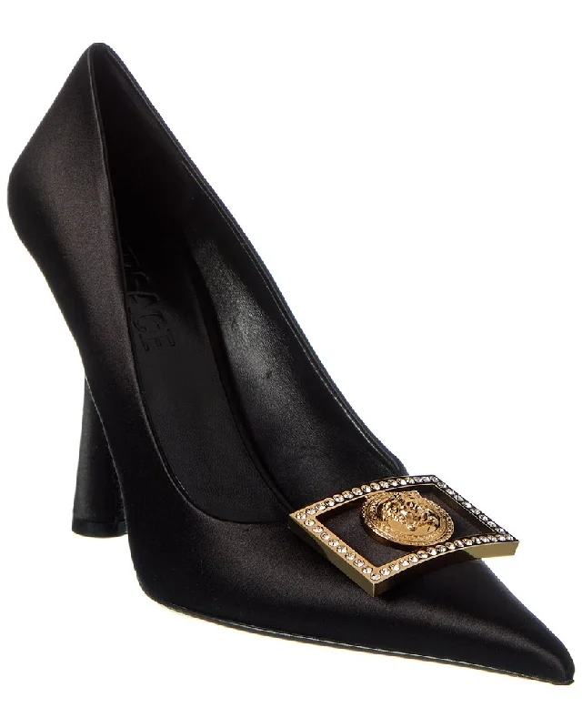 Women's satin - lined stiletto heel pumps for extra comfortVersace Medusa Plaque Satin Pump