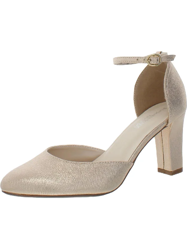 Women's mule - style stiletto heel pumps with a bow accentAmanda Womens Glitter Ankle Strap Pumps