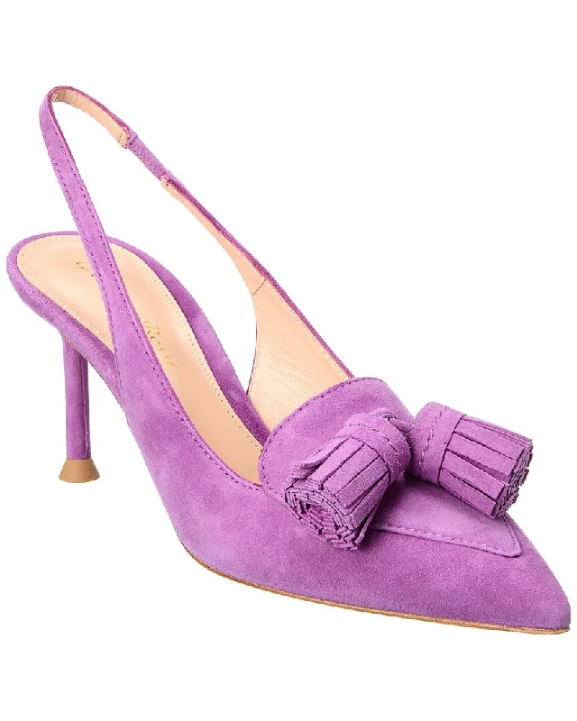 Women's tassel - adorned stiletto heel pumps for a bohemian touchGianvito Rossi 70 Suede Slingback Pump