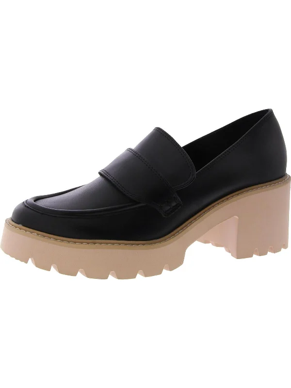 Women's charcoal gray stiletto heel pumps for a neutral yet stylish optionHalona Womens Leather Slip On Loafer Heels