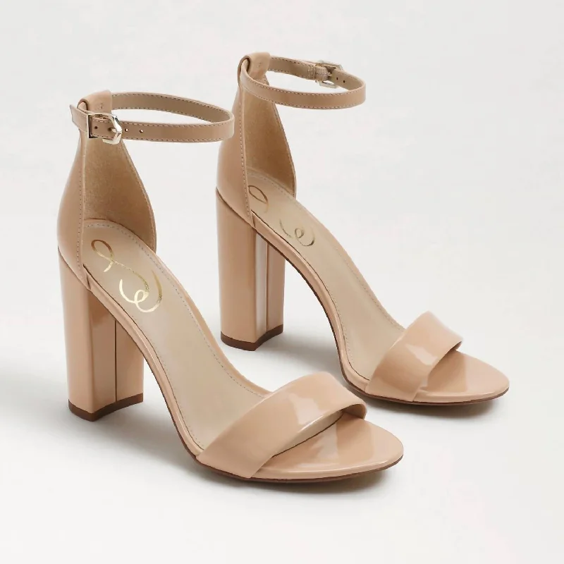 Women's cork - sole stiletto heel pumps for a natural touchYaro Heel In Beige Blush Patent