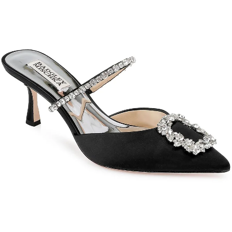Women's stretchy stiletto heel pumps for easy on and offFlutter Womens Satin Embellished Pumps