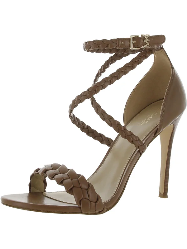 Women's pointed - toe slingback stiletto heel pumps in a peep - toe designWomens Faux Leather Braided Heels