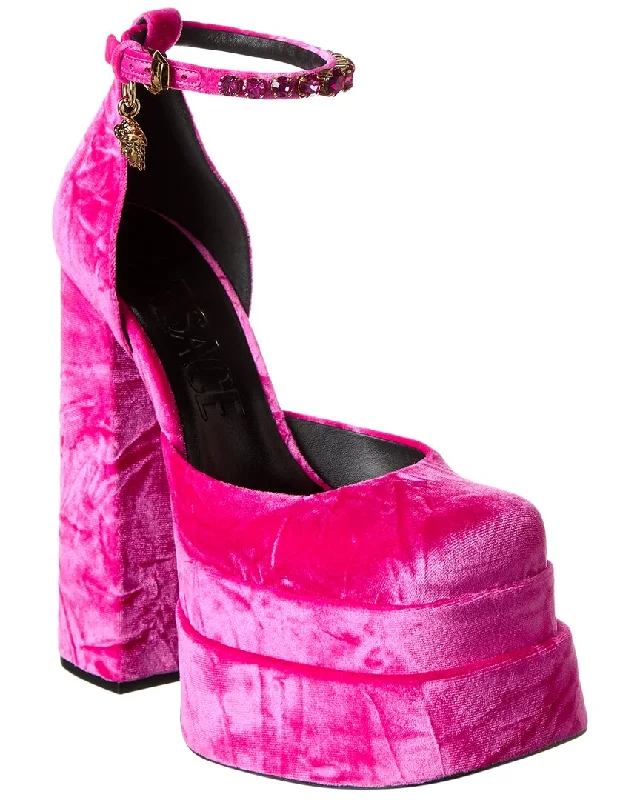 Women's non - slip stiletto heel pumps for safety on slippery floorsVersace Medusa Aevitas Velvet Platform Pump