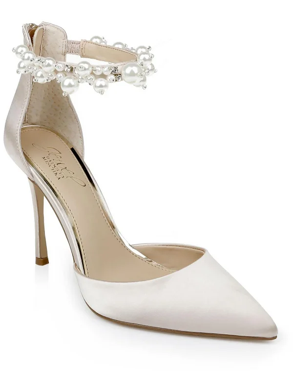 Women's velvet - covered stiletto heel pumps for a luxurious lookLayne Womens Pearls Ankle Strap Pumps