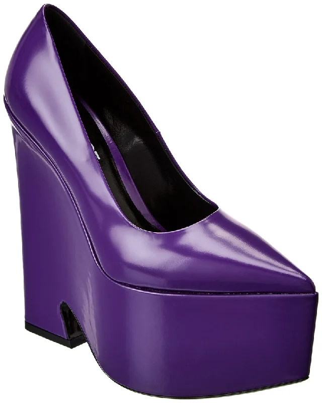 Women's lavender stiletto heel pumps for a delicate styleVersace Tempest Leather Platform Pump