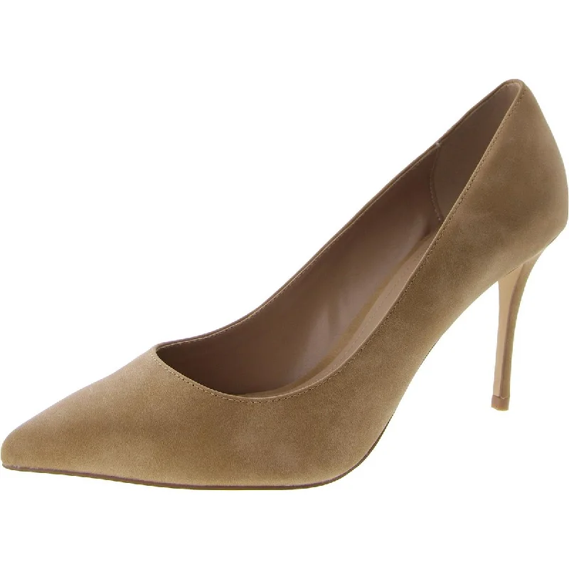 Women's prom stiletto heel pumps in a shimmery fabricGracie Womens Faux Leather Pointed Toe Pumps
