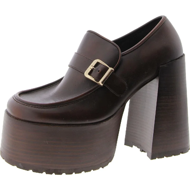 Women's ankle - strap stiletto heel pumps with a cut - out detailKerigan Womens Faux Leather Platform Loafer Heels