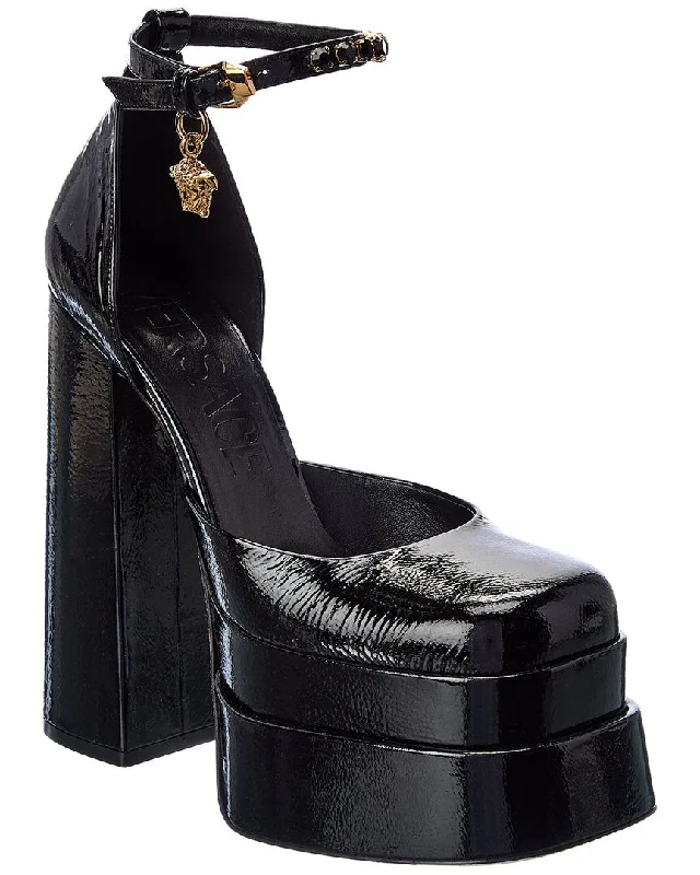 Women's shock - absorbing stiletto heel pumps for all - day wearVersace Medusa Patent Platform Pump