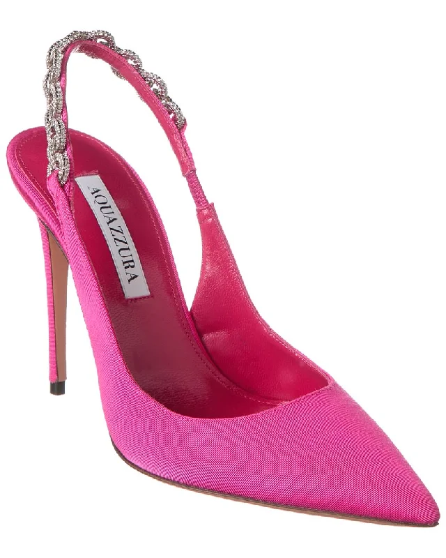 Women's lavender stiletto heel pumps for a delicate styleAquazzura Love Link 105 Grosgrain Slingback Pump