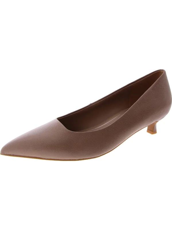Women's mesh - paneled stiletto heel pumps for breathabilityNatalia Womens Leather Pointed Toe Kitten Heels