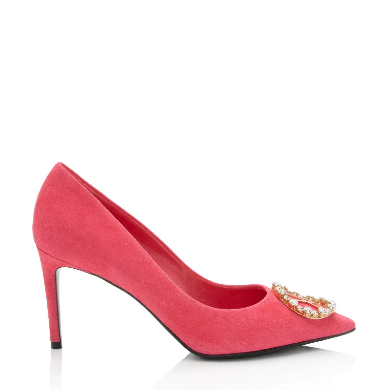 Women's peach stiletto heel pumps for a soft and feminine appealLouis Vuitton Suede Crystal Madeleine Pumps